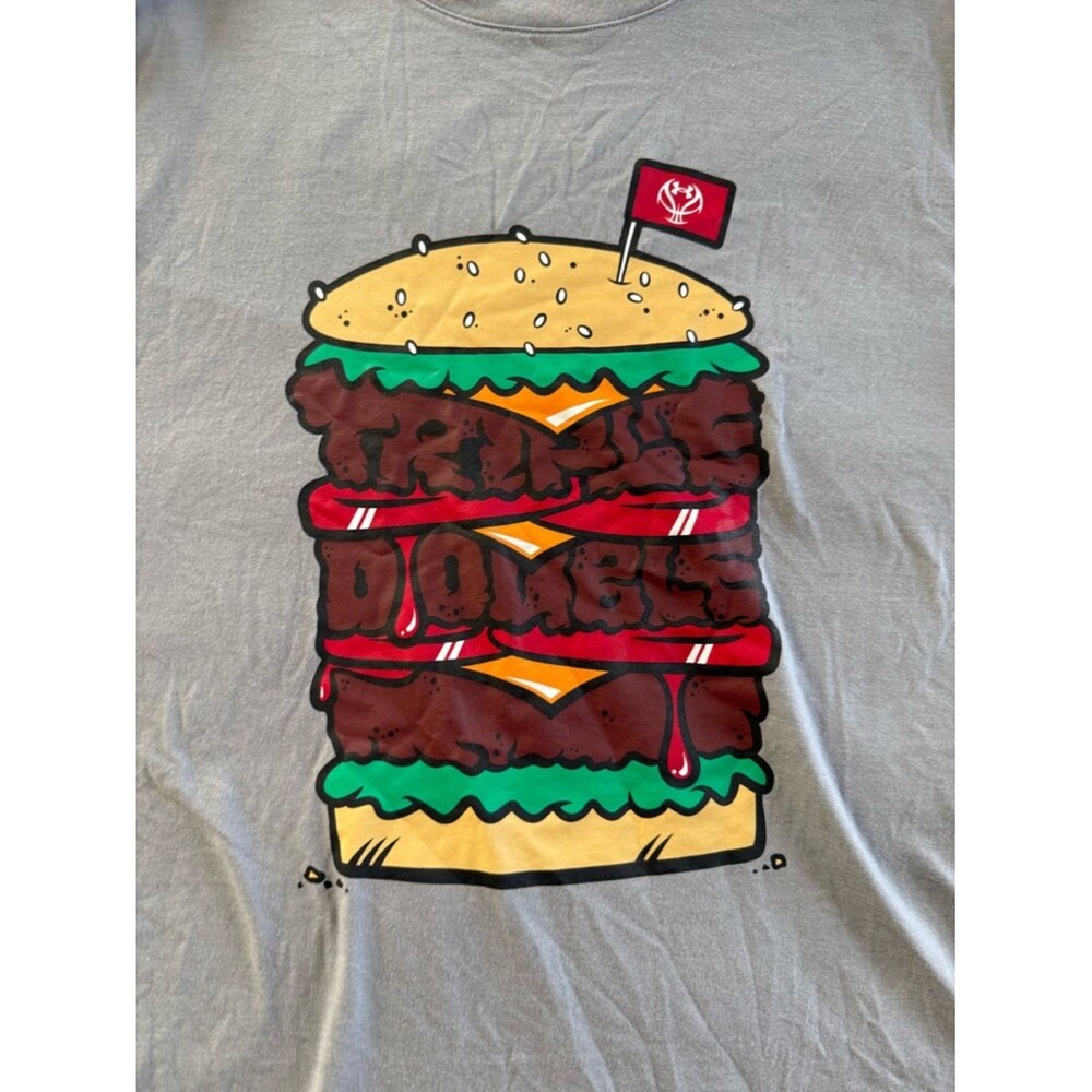 Under Armour Light Gray Burger Graphic Tee with Red and Yellow Accents - Picture 3 of 7